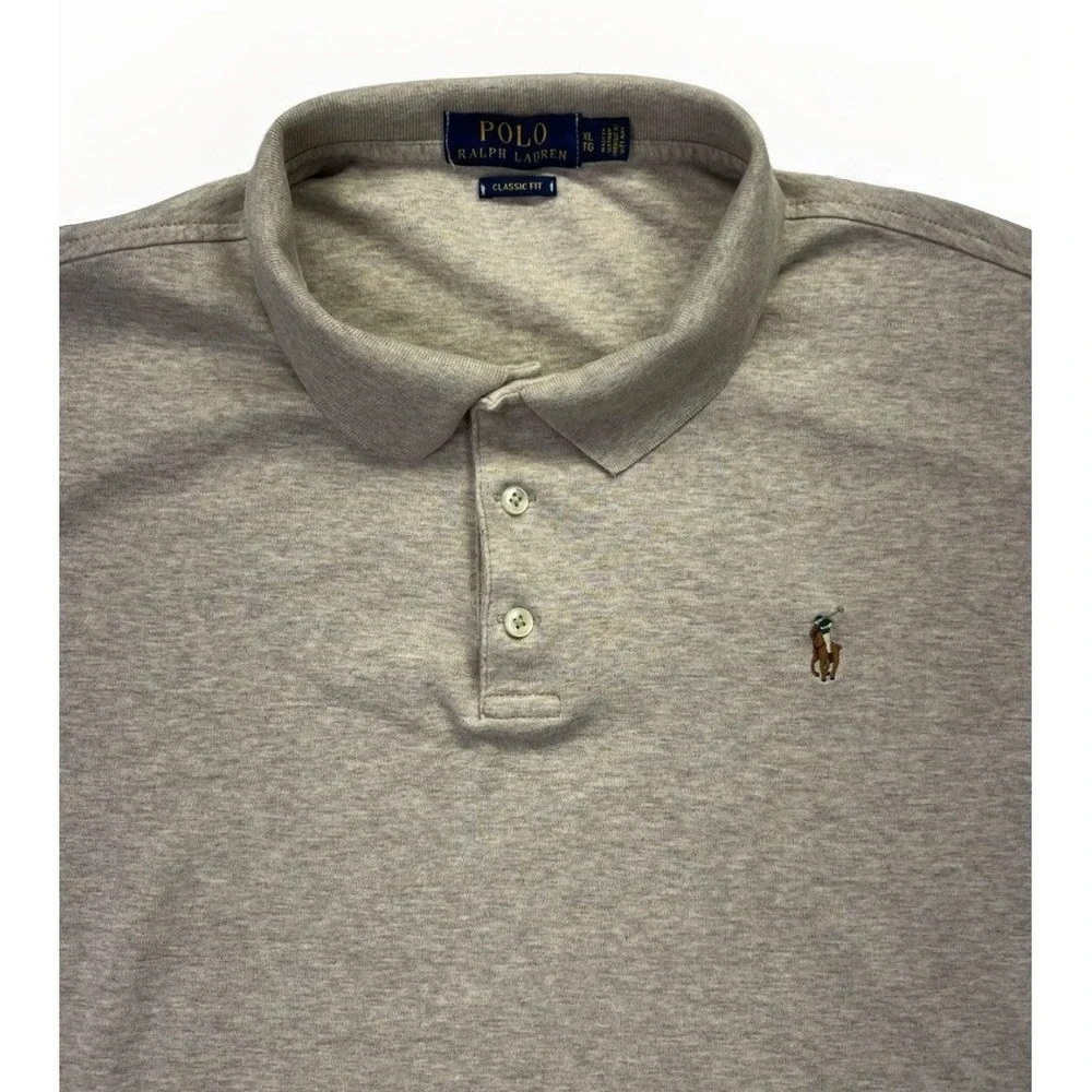 Polo Ralph Lauren Classic Fit Polo‎ Shirt Mens XL Tan Khaki Cotton